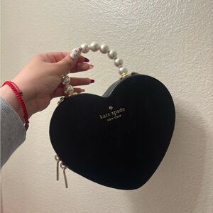 Kate Spade Black Heart-Shaped Bag Love Shack Pearls